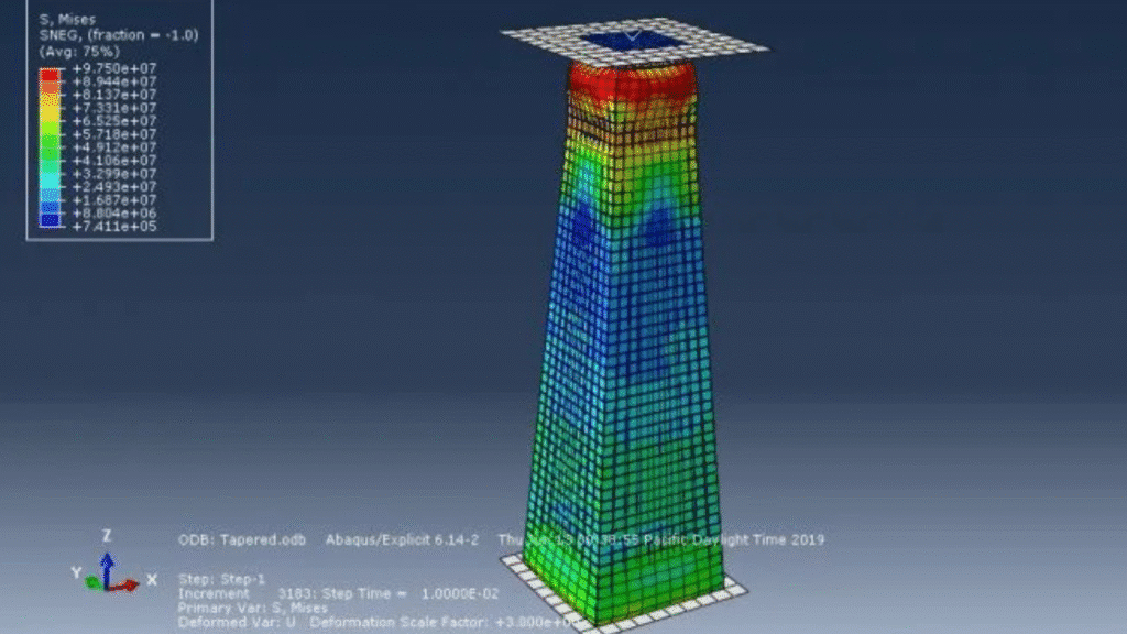 Abaqus simulation of tapered CFST column under axial load