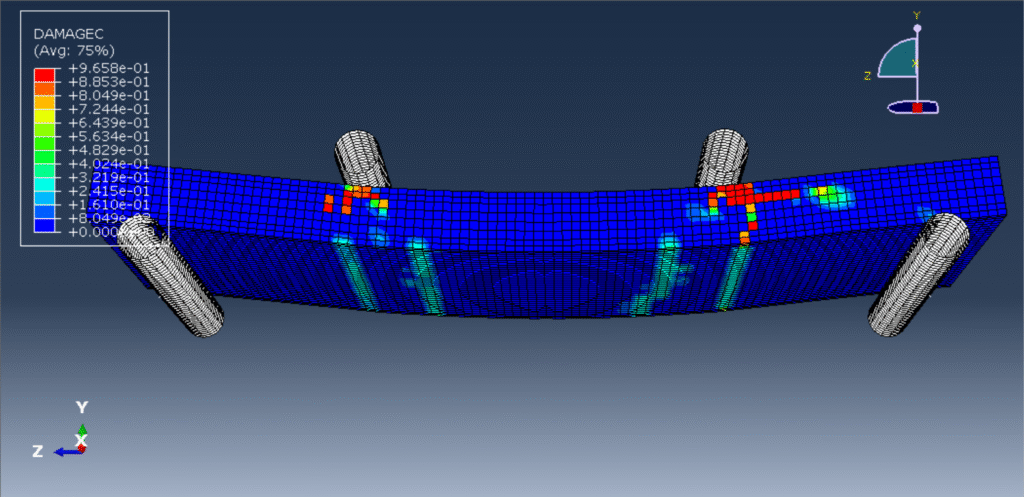 Simulation RC slab with PET foam core under four point bending test in Abaqus