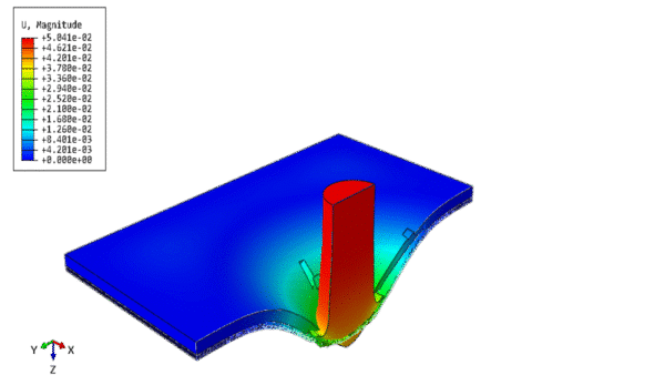 Simulation high velocity impact of steel rod to the ceramic-composite plate in Abaqus