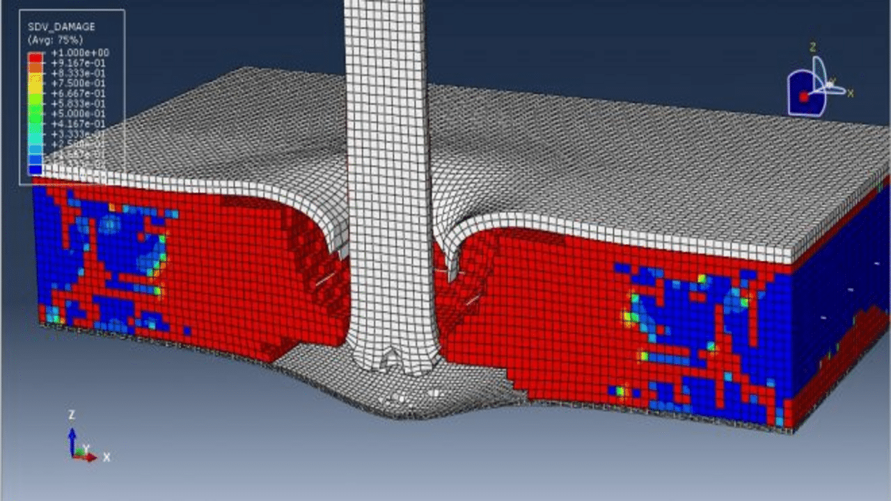 Simulation high velocity impact of the steel projectile on the composite panel(Steel-Concrete-Epoxy glass) in Abaqus