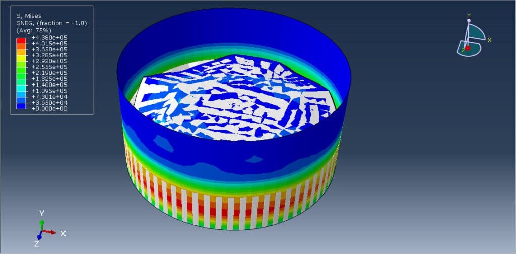 Simulation water sloshing in the cylindrical tank