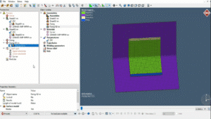 Simufact Welding simulation of resistance spot welding showing heat zones and electrode pressure on sheet metal