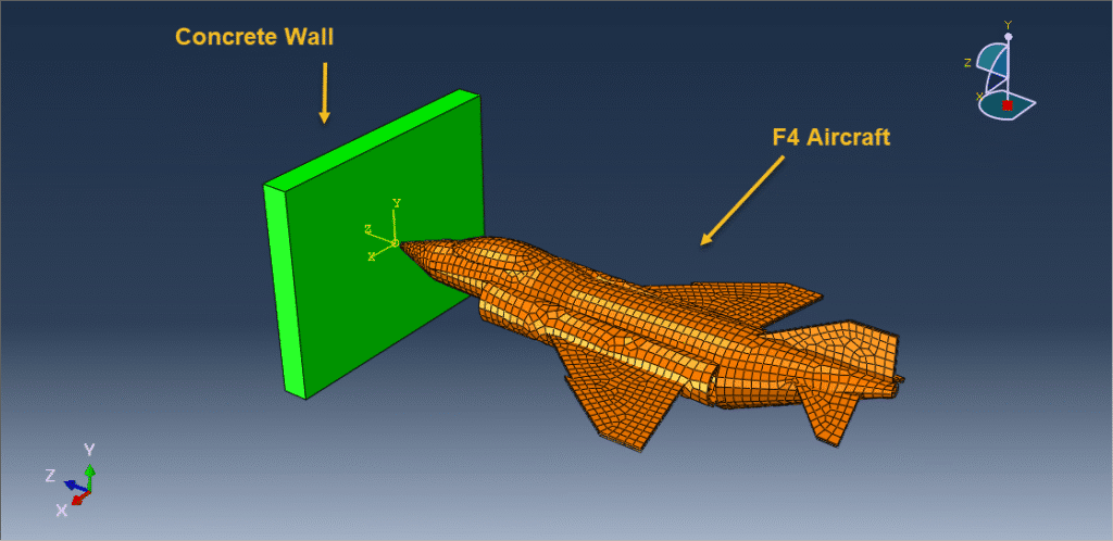 Analysis of a Phantom aircraft collision on a concrete wall