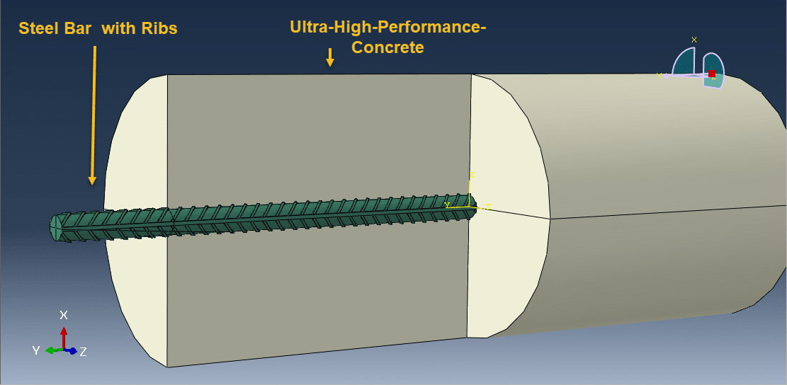 Pull-Out test of a ribbed steel bar from the UHPC part