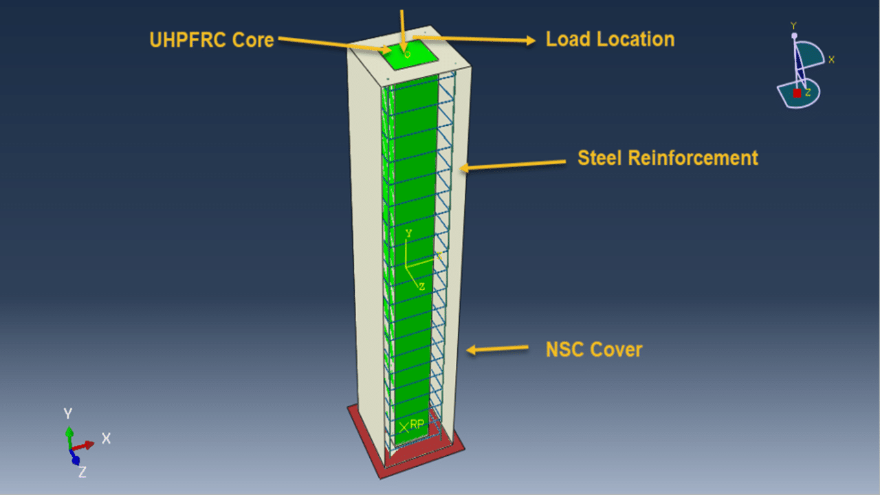 Dynamic Compression Simulation of an RC Column with UHPFRC Core