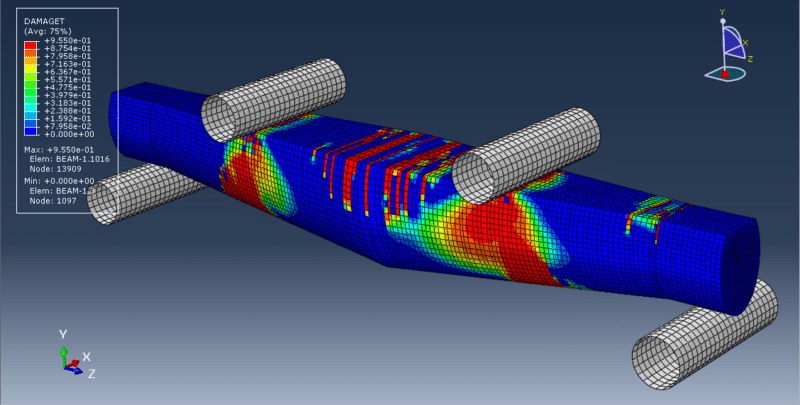 Dynamic Simulation of Four Point Bending Test on a Gravity Beam