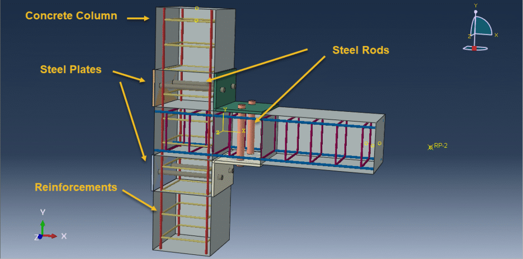 Abaqus model of RC beam-column joint with steel plates