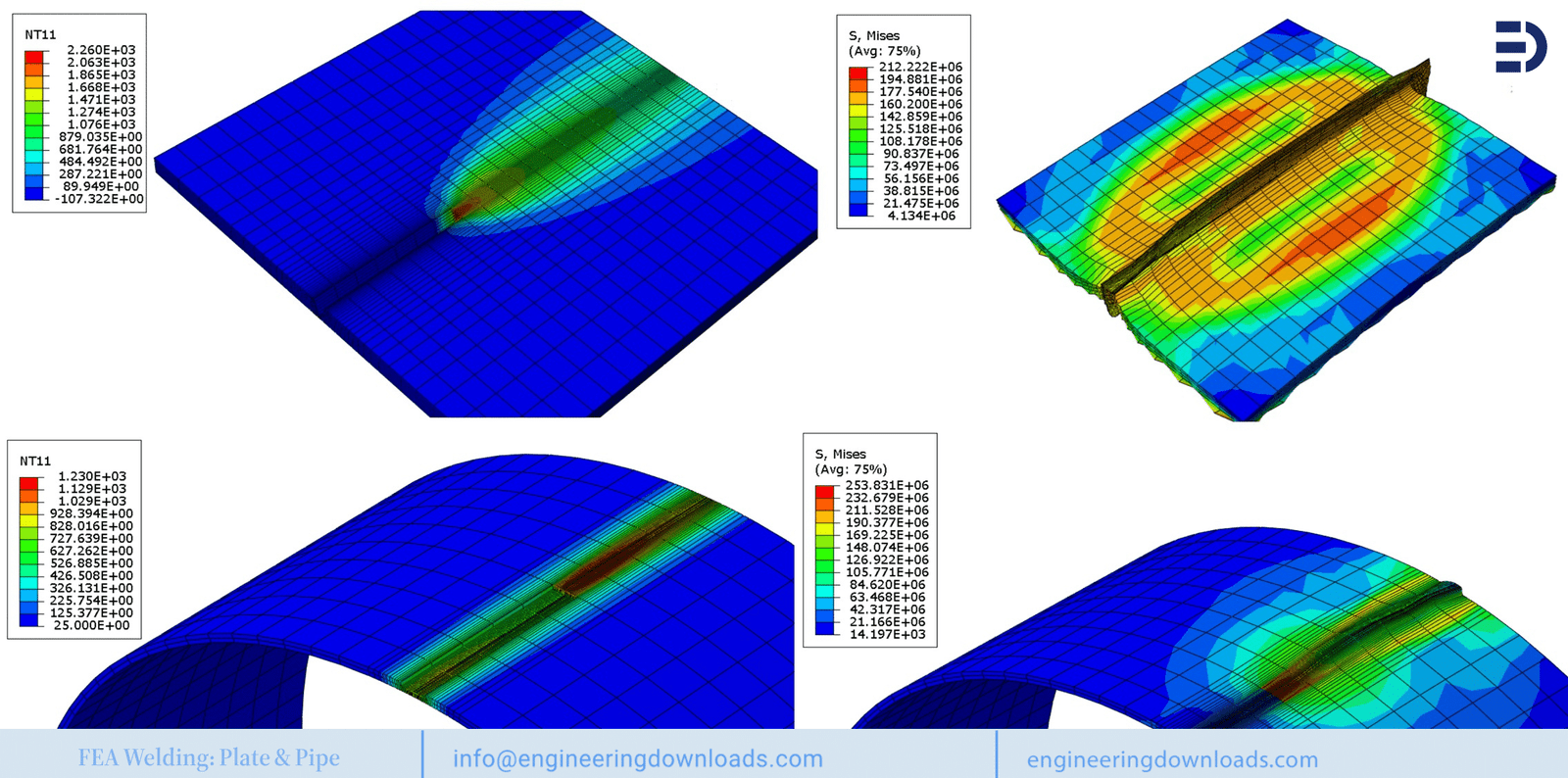 Finite Element Welding Simulation: Flat Plate & Pipe (No Subroutine)