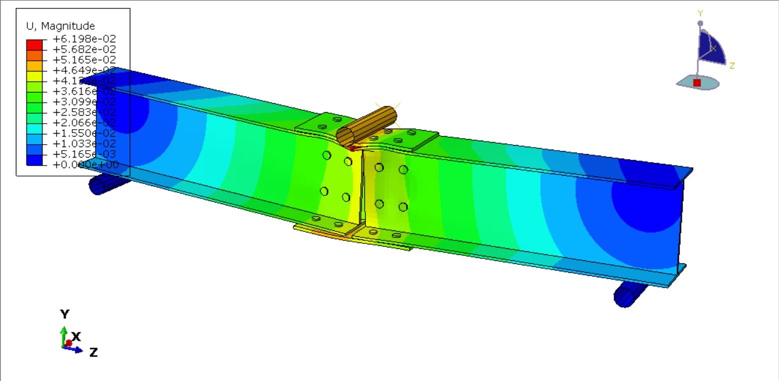 Analysis of the dynamic three-point bending test of a bolted steel splice connections
