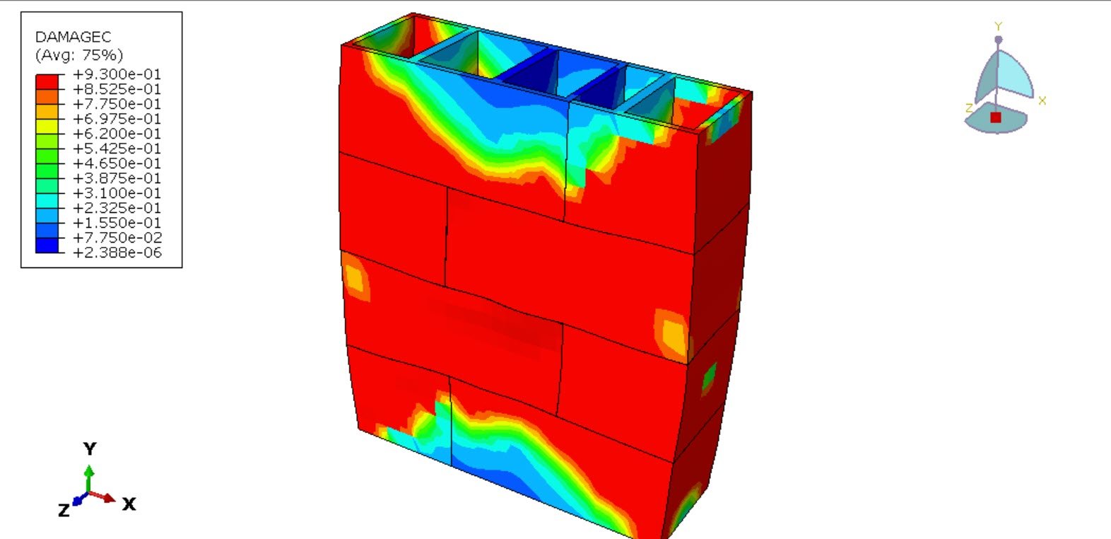 Analysis of the new concrete masonry block under compression load in Abaqus