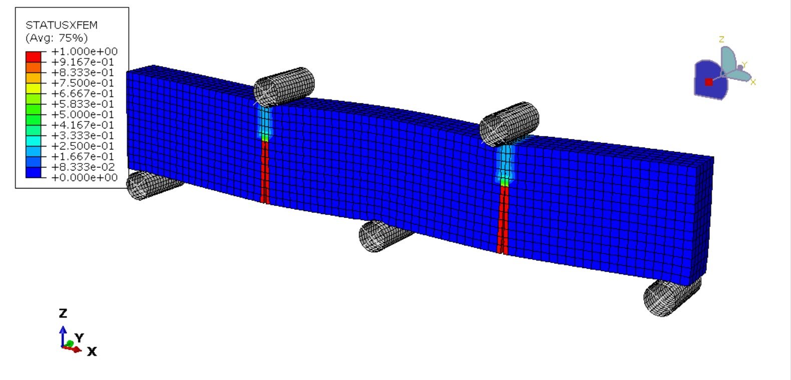 XFEM crack analysis of a timber beam under five-point bending test